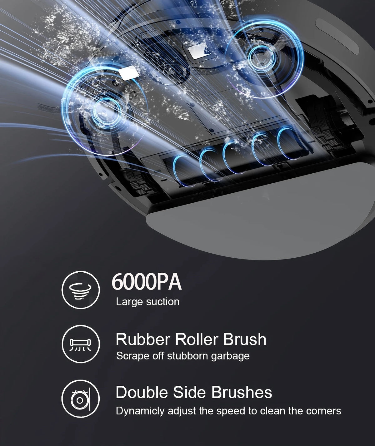 BOAIMORE Robot Vacuum Mop Combo With 6000 Pa Suction