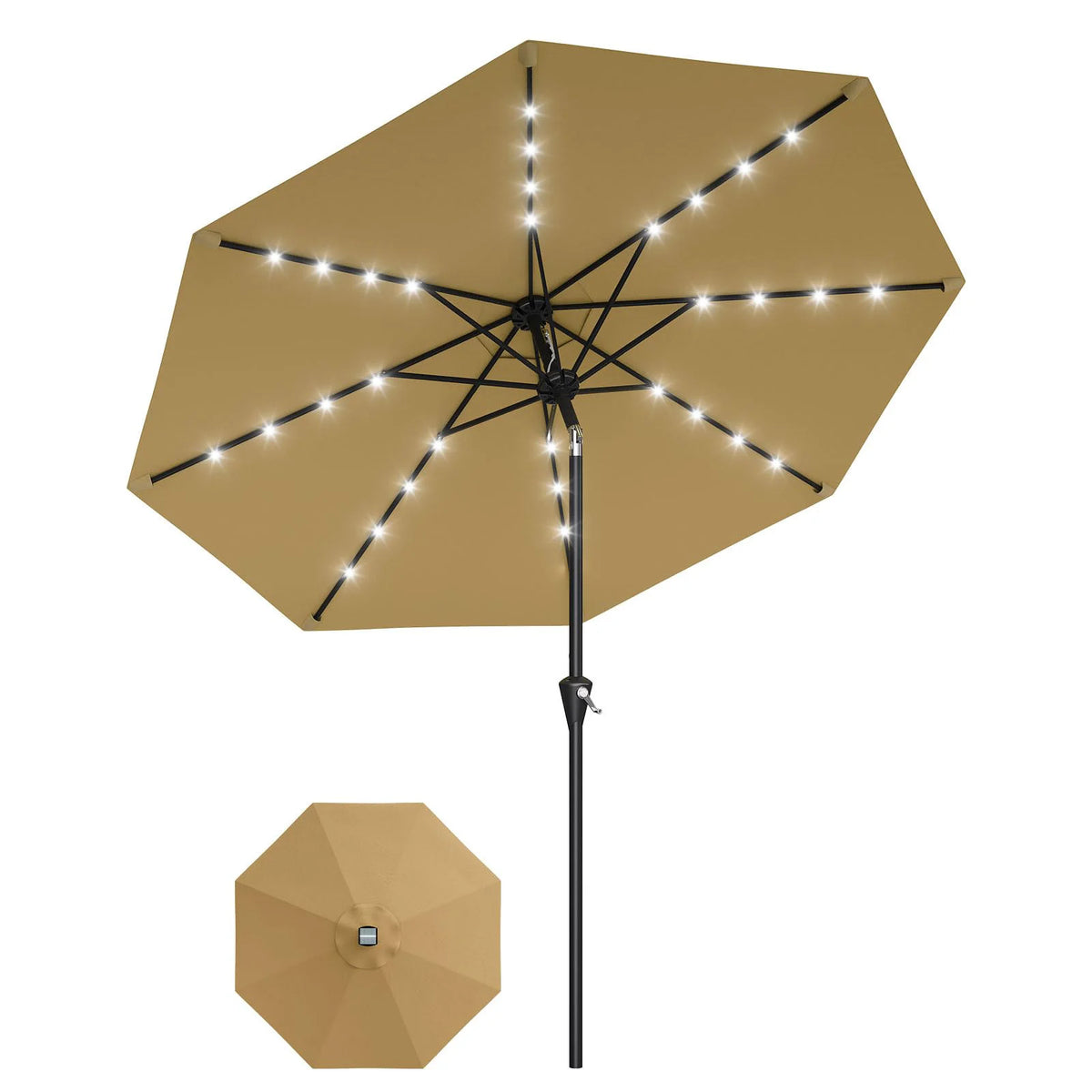 HiMiss Solar Patio Umbrella With Led Lights