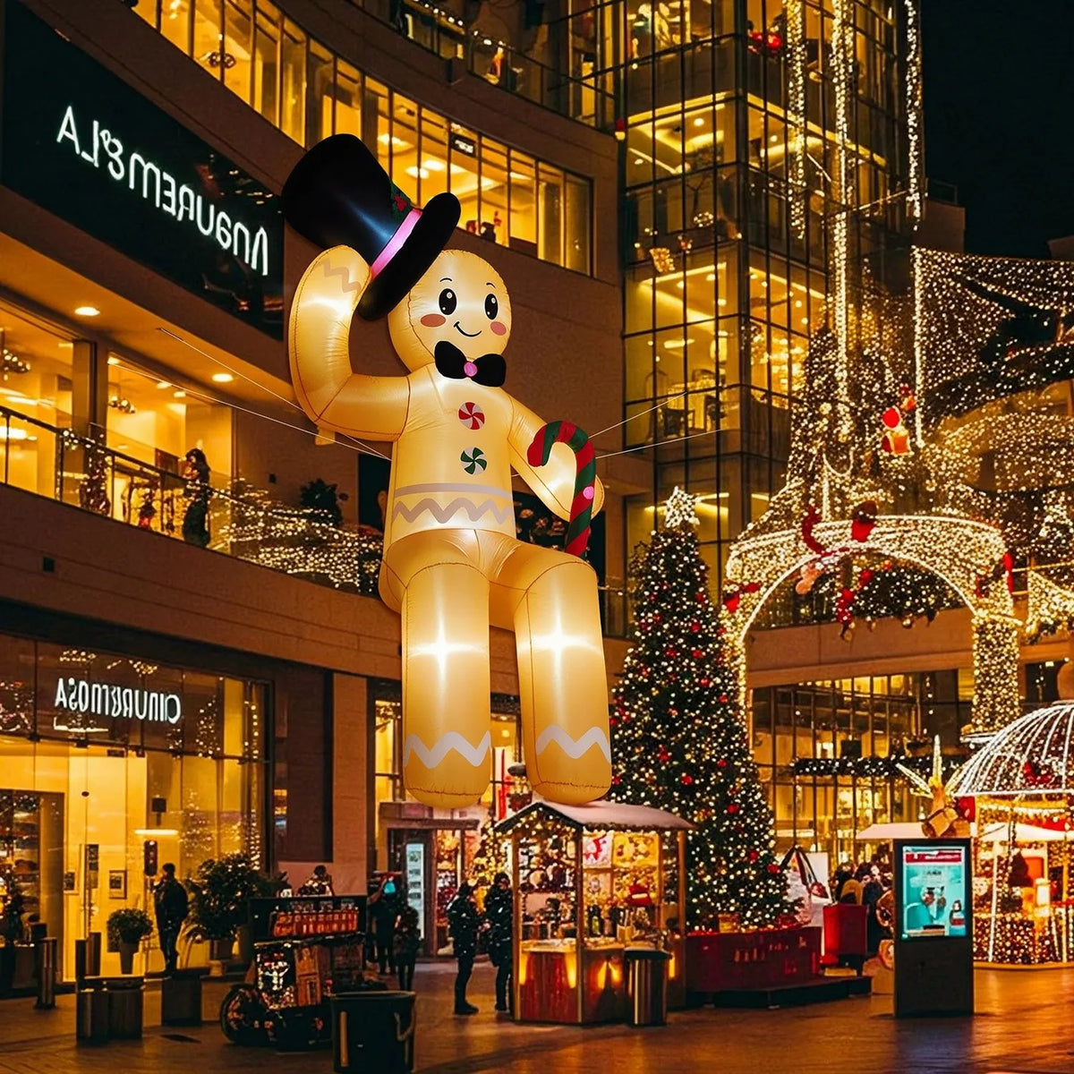 AlliLit LED Christmas Gingerbread Man Inflatable Decor