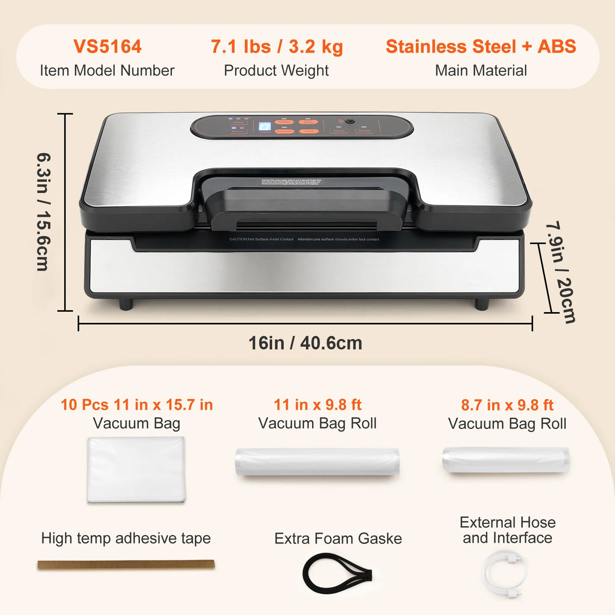 SucceBuy Vacuum Sealer 130W 90KPa With Free Vacuum Bags