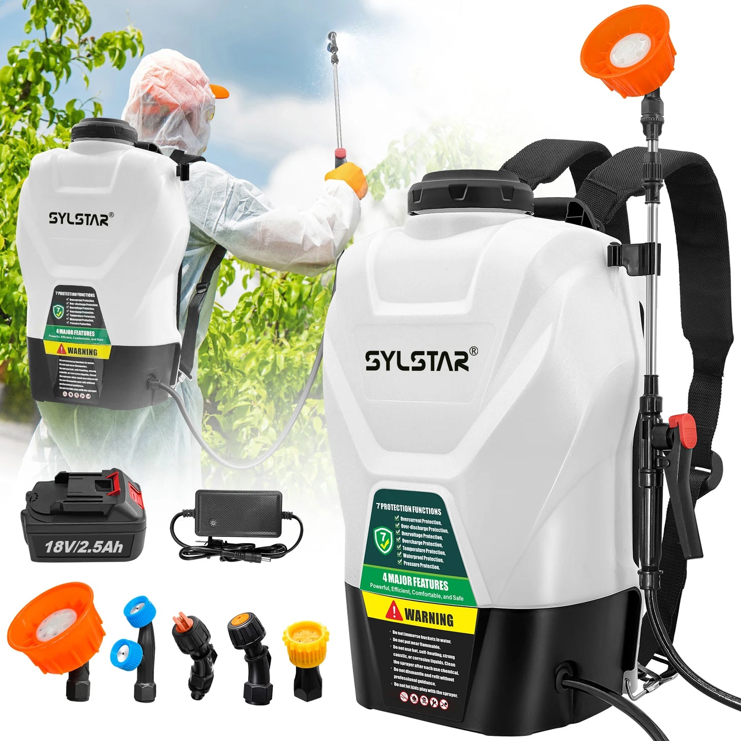 Backpack Electric Sprayer 100 PSI With 5 Nozzles