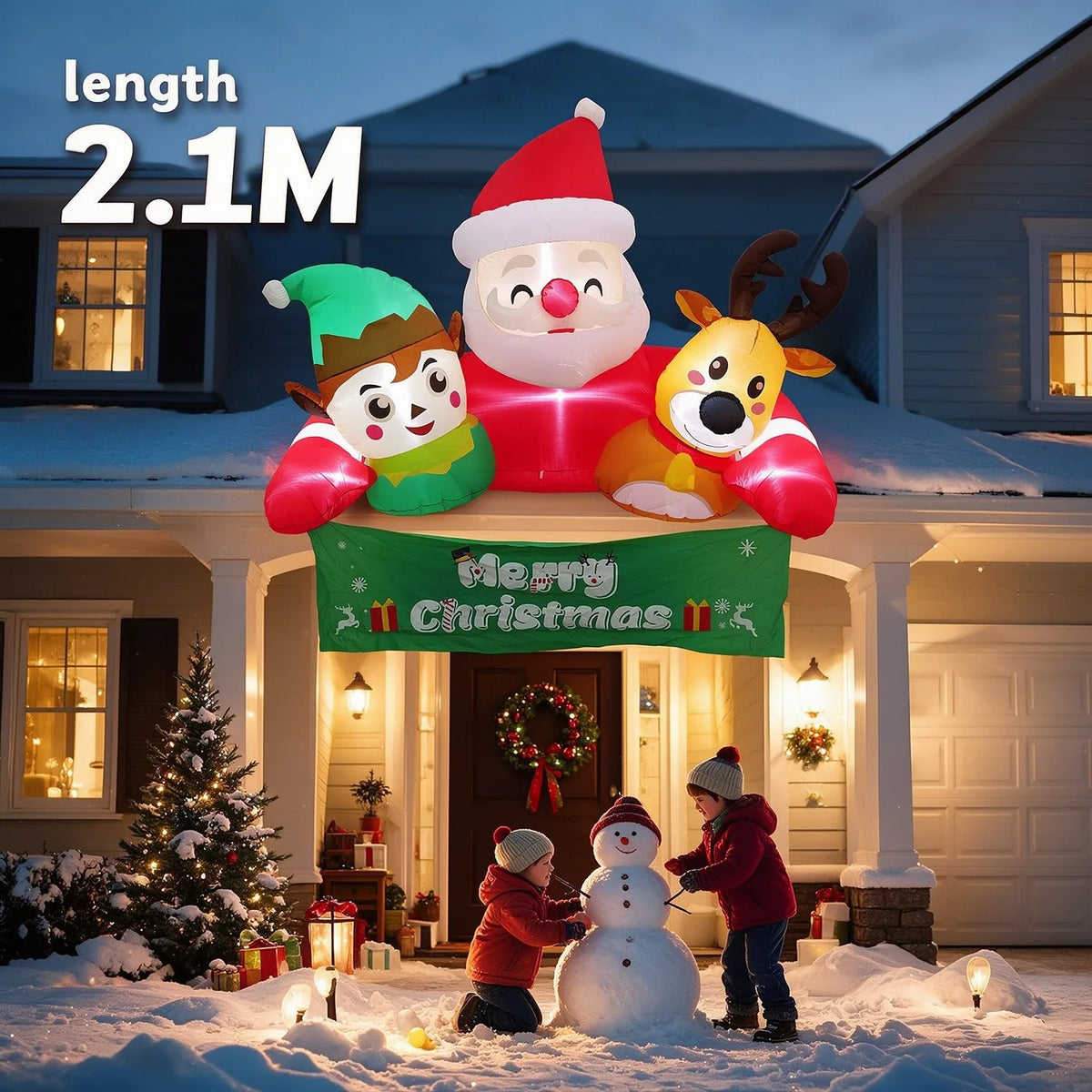 AlliLit LED Christmas Gingerbread Man Inflatable Decor
