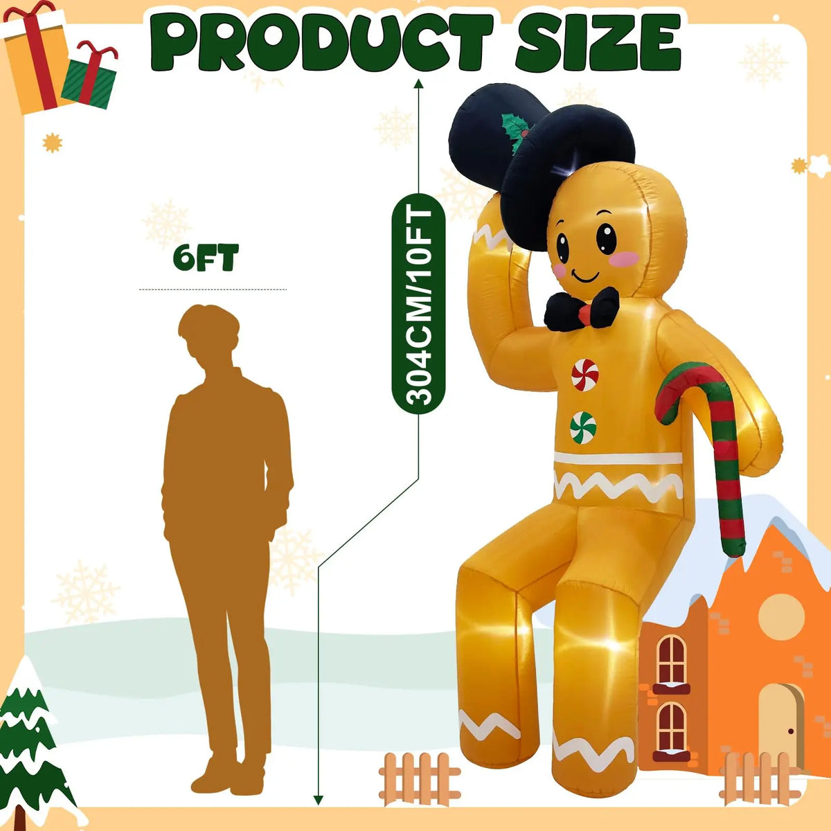 AlliLit LED Christmas Gingerbread Man Inflatable Decor