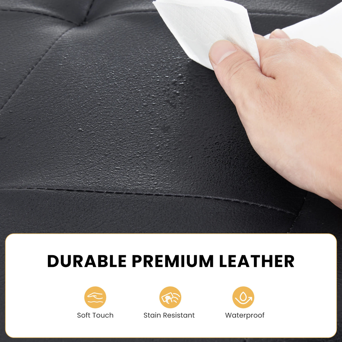 JHK Synthetic Leather Folding Storage Ottoman Bench