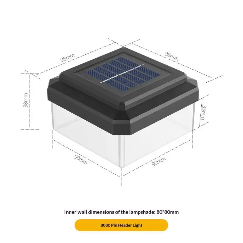 LED Solar Post Cap Light IP65 Waterproof Outdoor Use