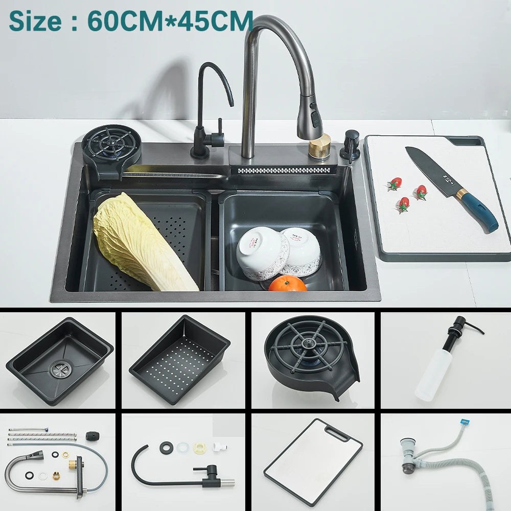 304 Stainless Steel Kitchen Waterfall Sink Undermount