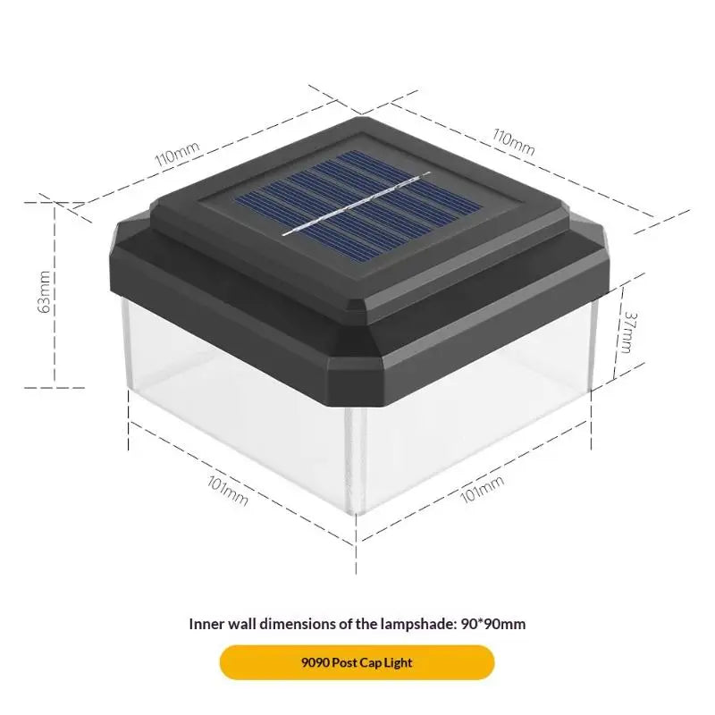 LED Solar Post Cap Light IP65 Waterproof Outdoor Use