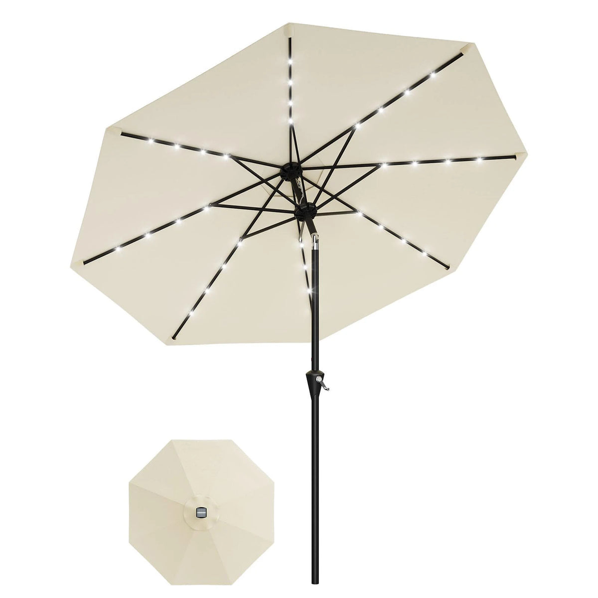 HiMiss Solar Patio Umbrella With Led Lights