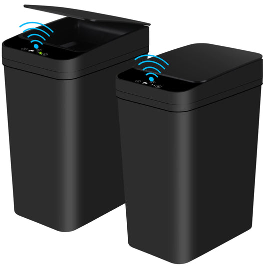 Two Pack Touchless Motion Sensor Trash Cans Slim Design
