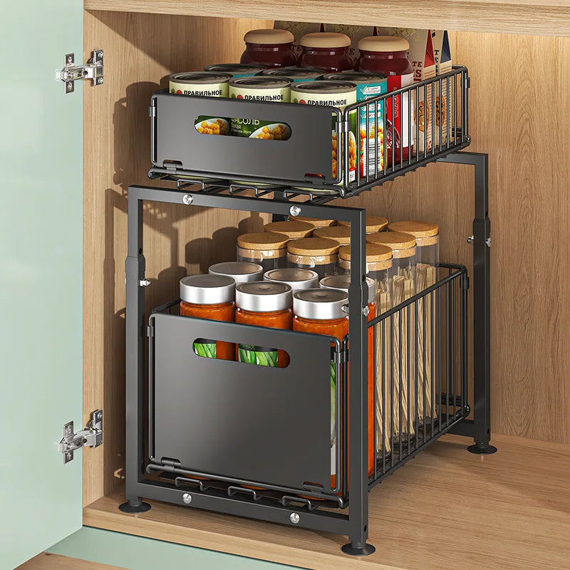 AEHOME 2 Tier Slide Out Cabinet Organizer Under Sink