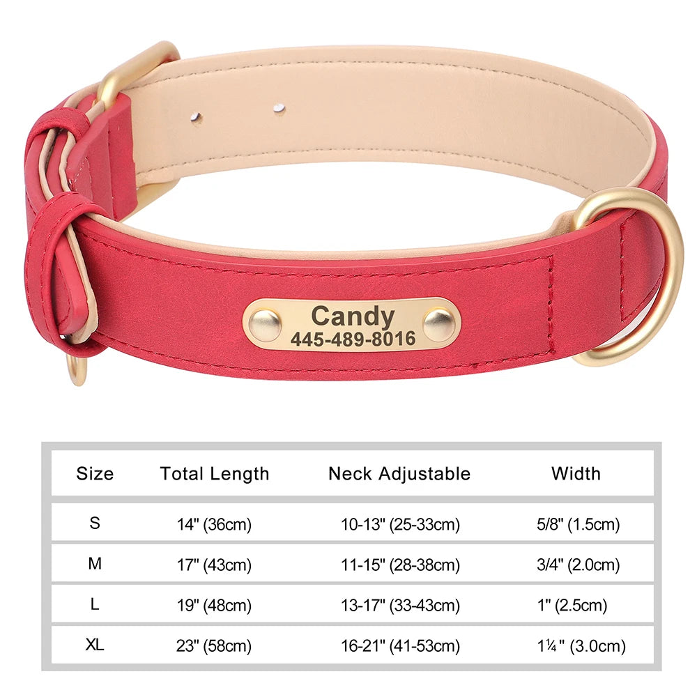 PET ARTIST Personalized Engraved Leather Dog Collar