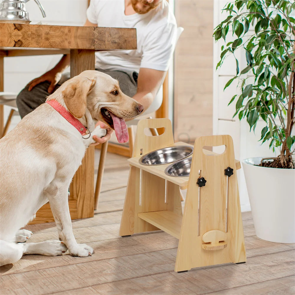 Height Adjustable Elevated Dog Bowl Stand For All Dogs