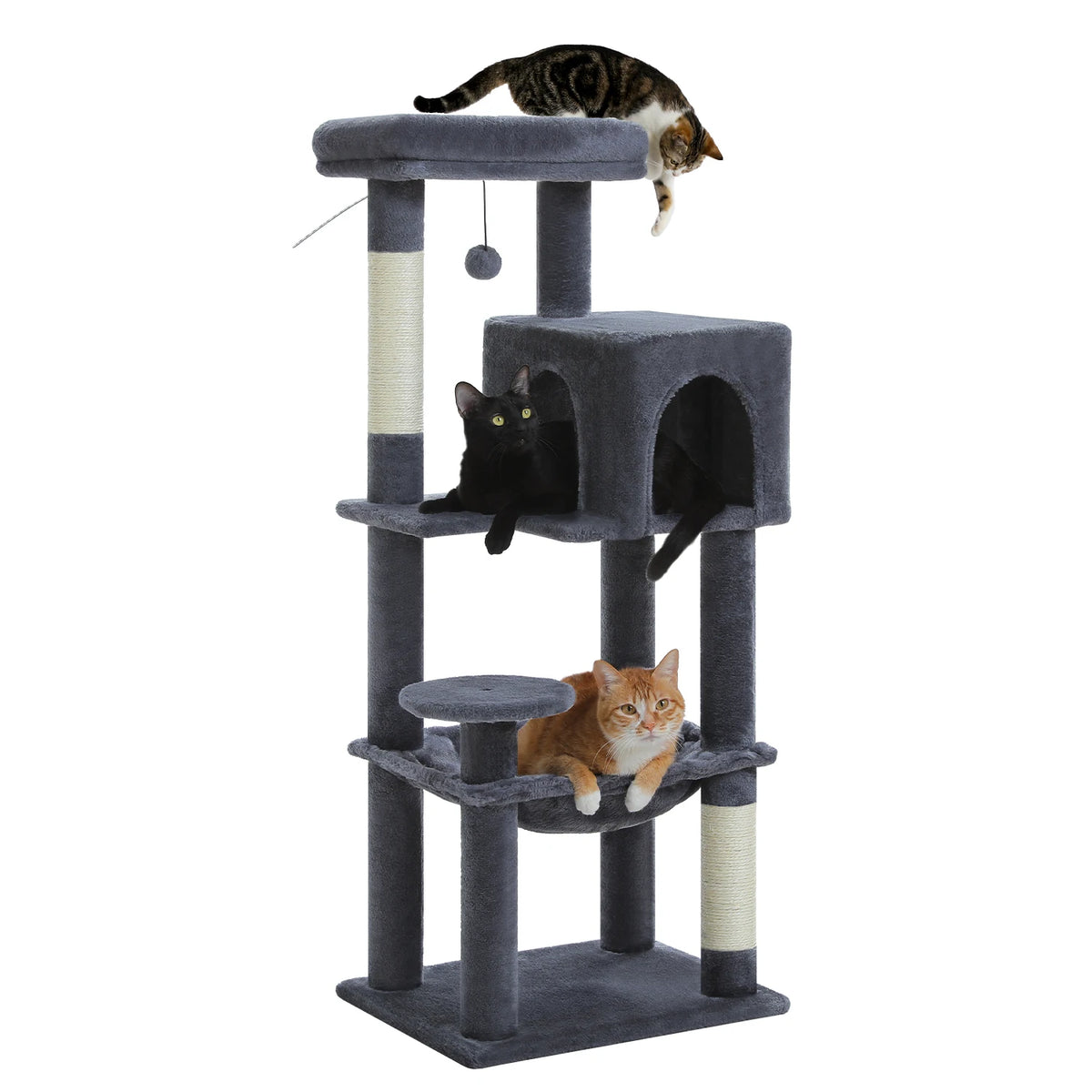 PEQULTI Five Tier Cat Tree With Hammock And Sisal Post