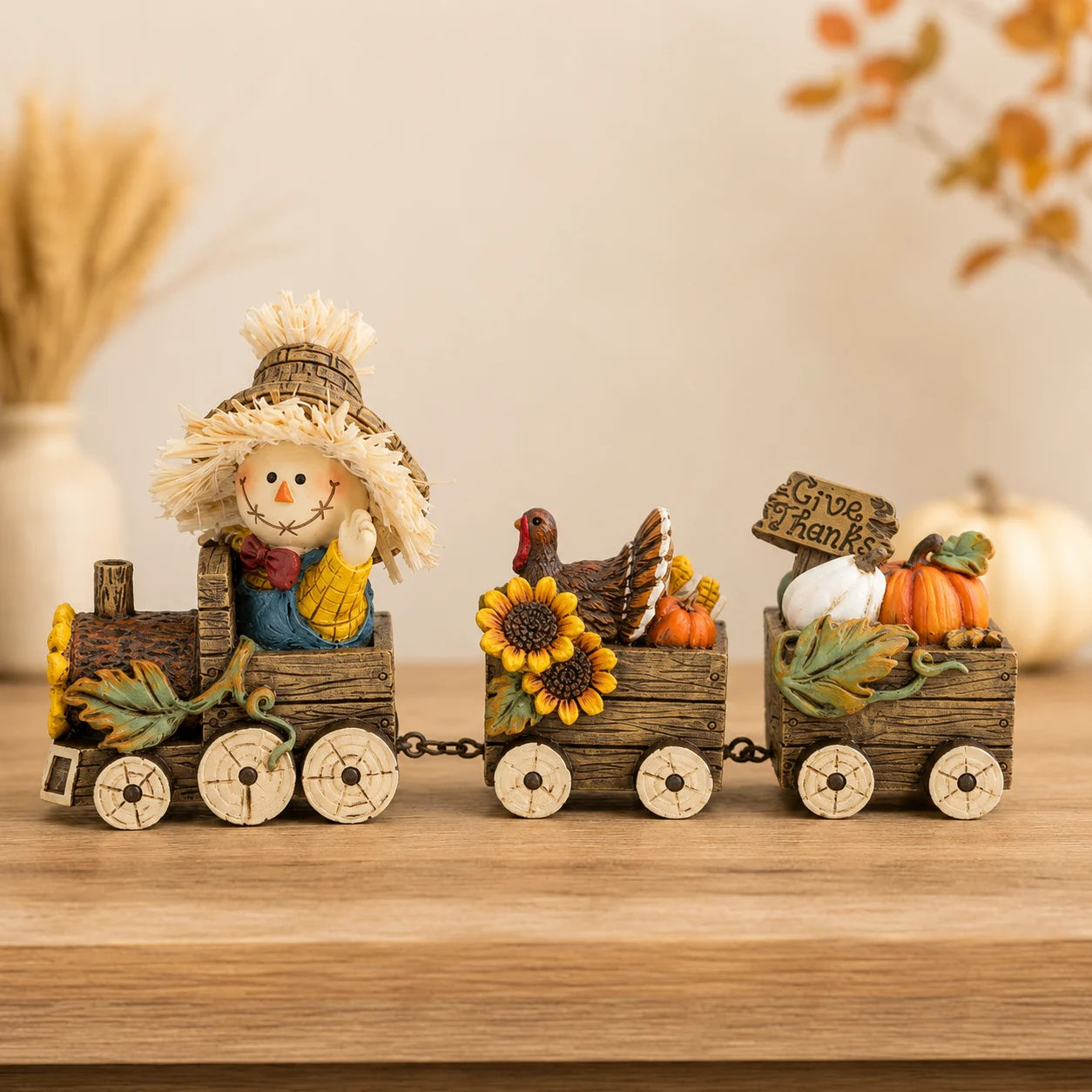 Hodao Scarecrow Harvest Train Figurine