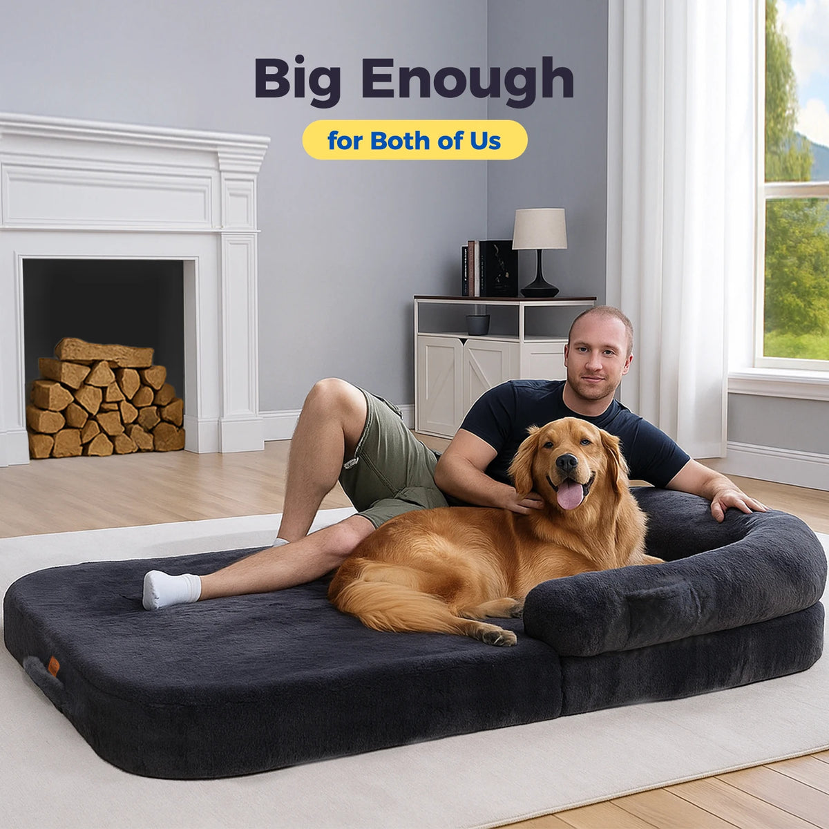 PAWZ Road Foldable Plush Dog Bed With Non Slip Base