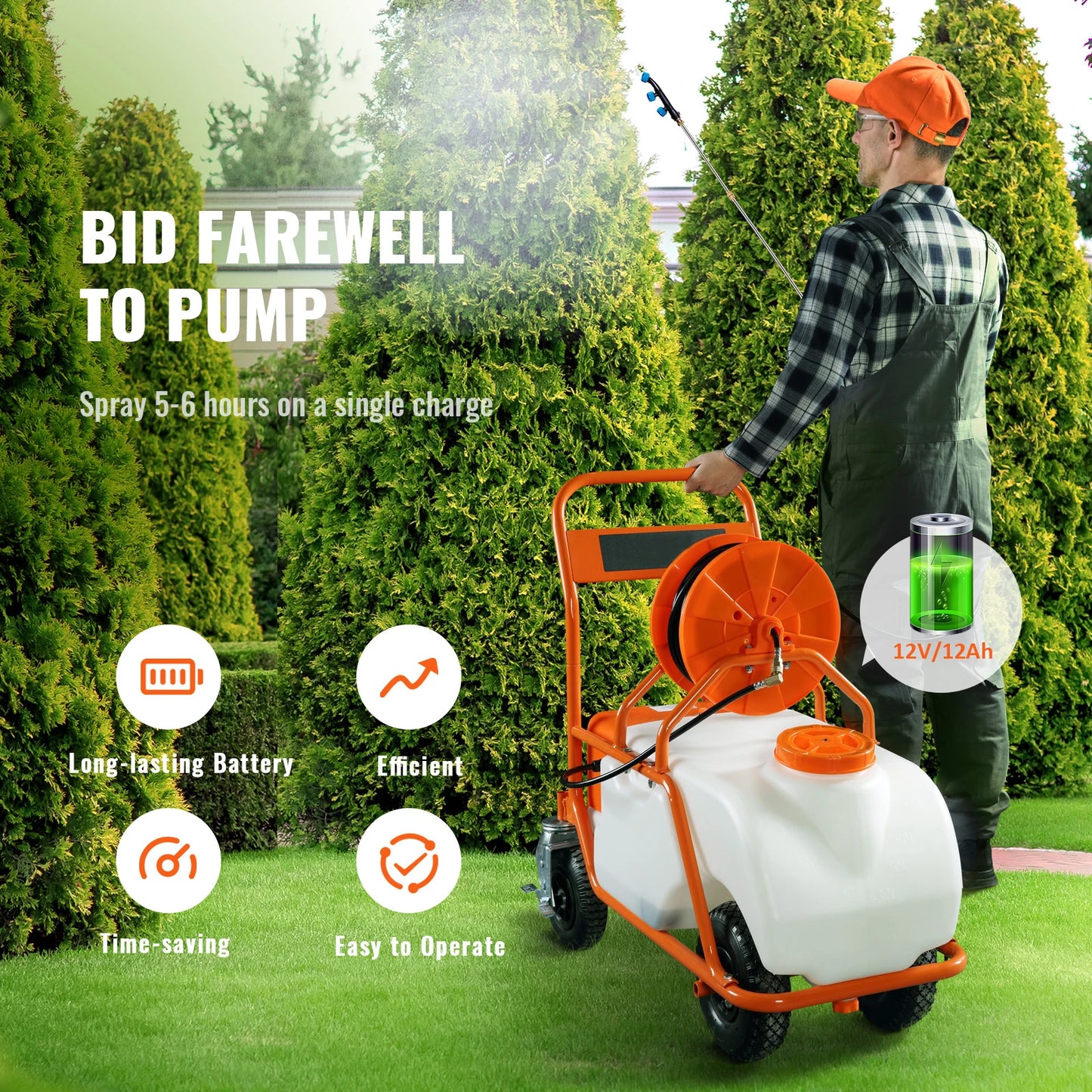 SucceBuy Battery Powered Garden Weed Sprayer With Cart