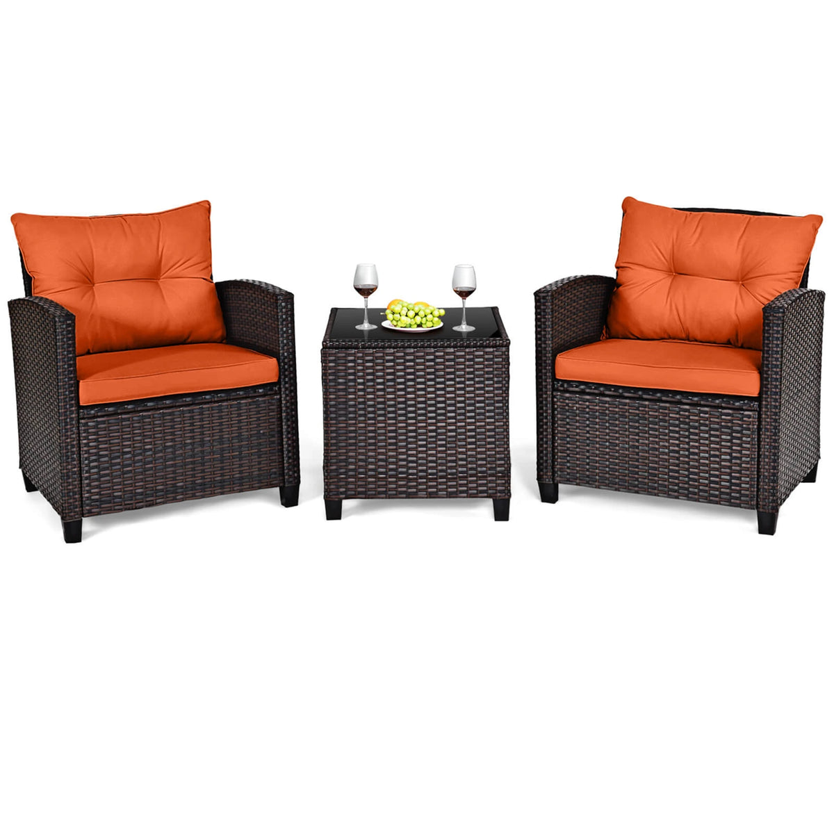 Homasis Outdoor Rattan Cushioned Conversation Set