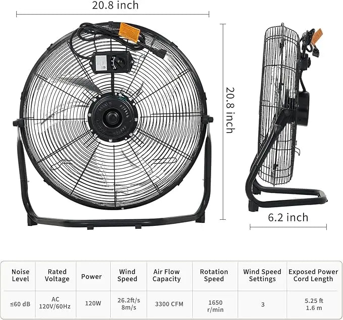 Acekool Heavy Duty High Velocity Industrial Floor Fan