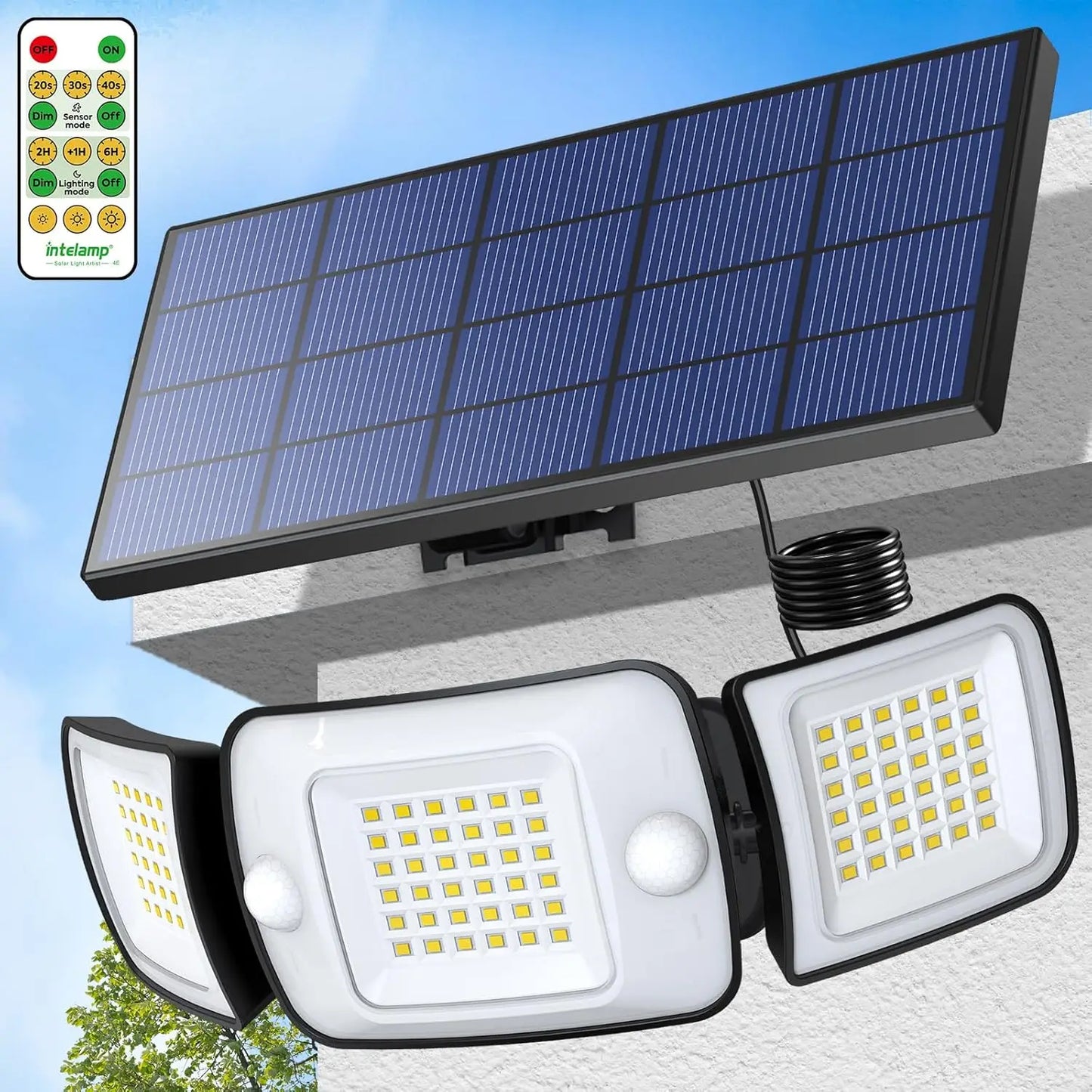 Intelamp Outdoor Solar LED Wall Light With Dual Sensor