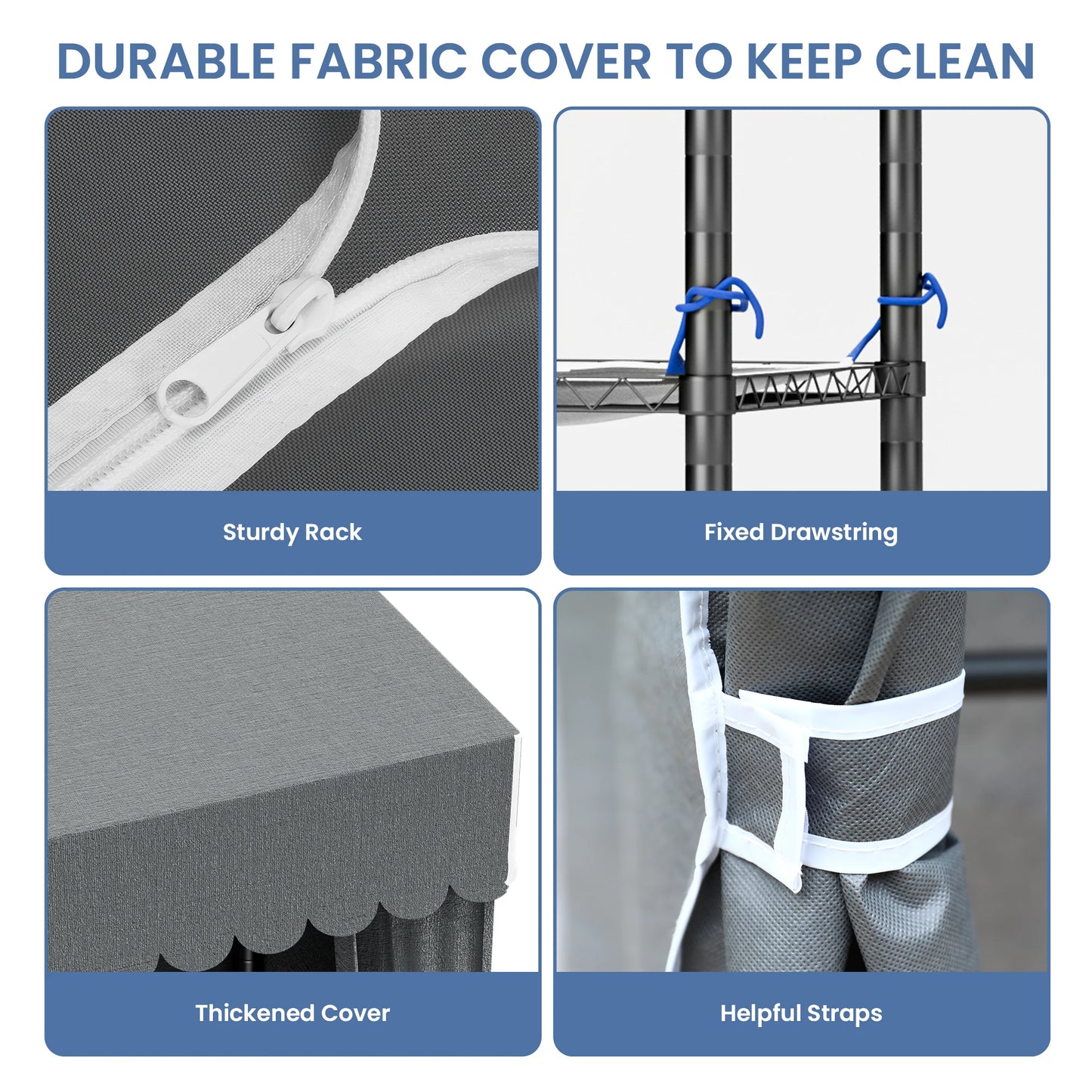Portable Metal Clothes Rack Storage Organizer Hanging Rod