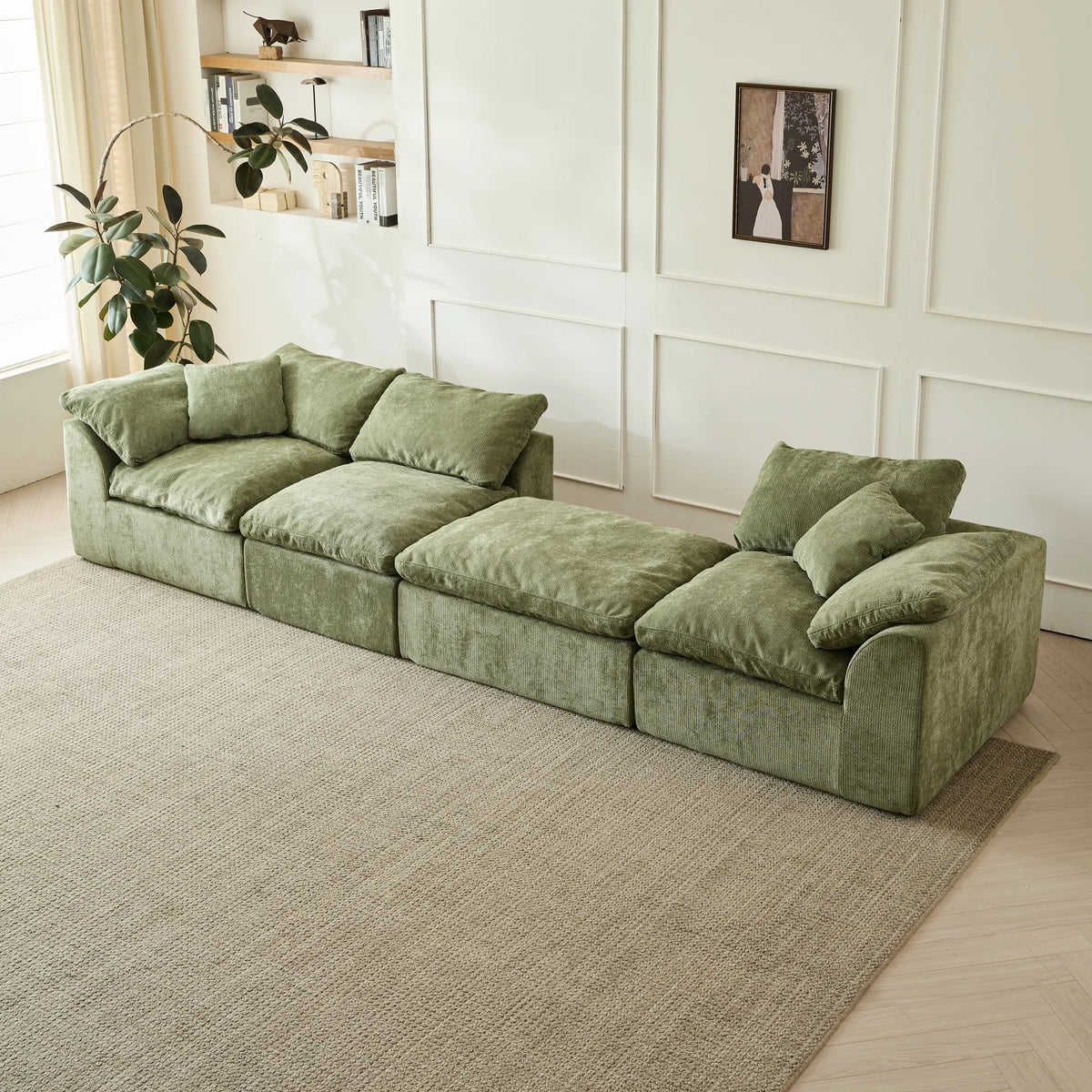 Yeflixvrau Modern Cloud L Shaped Chenille Sofa