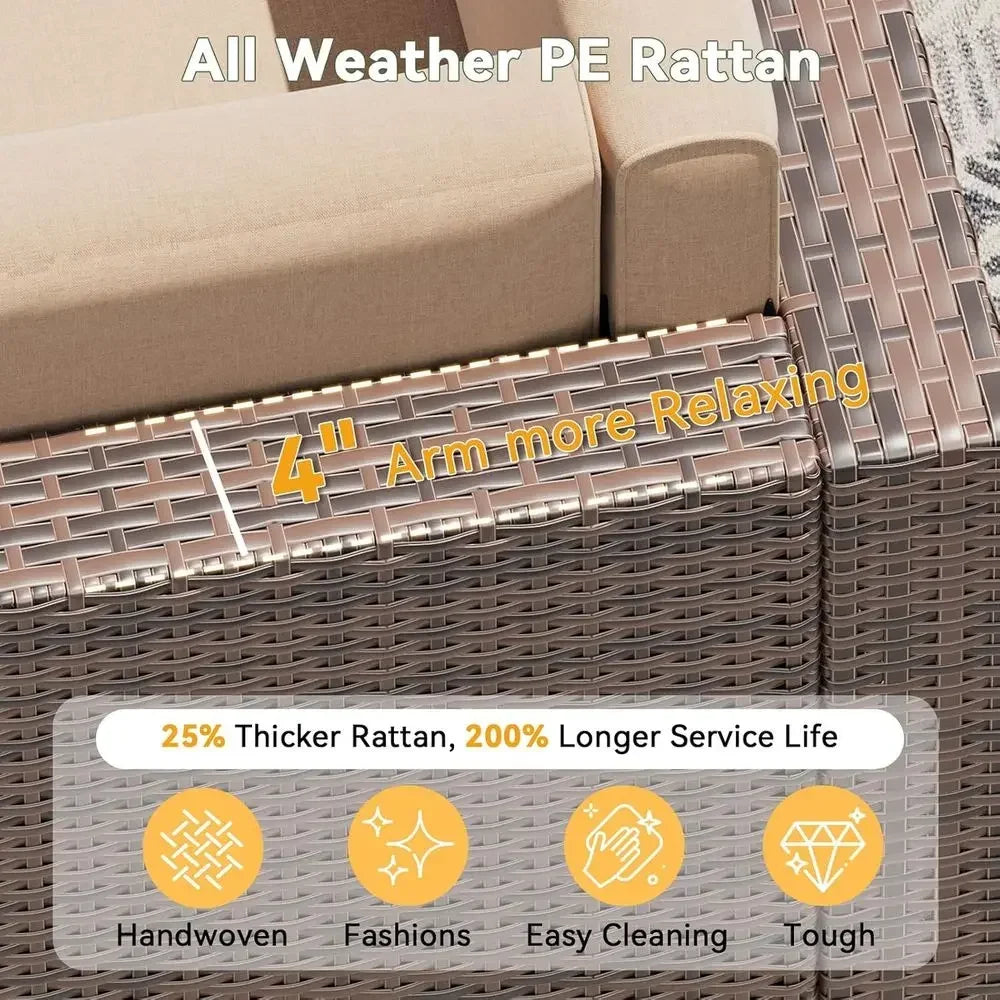 Outdoor Wicker 8 Piece Patio Set With Storage Table