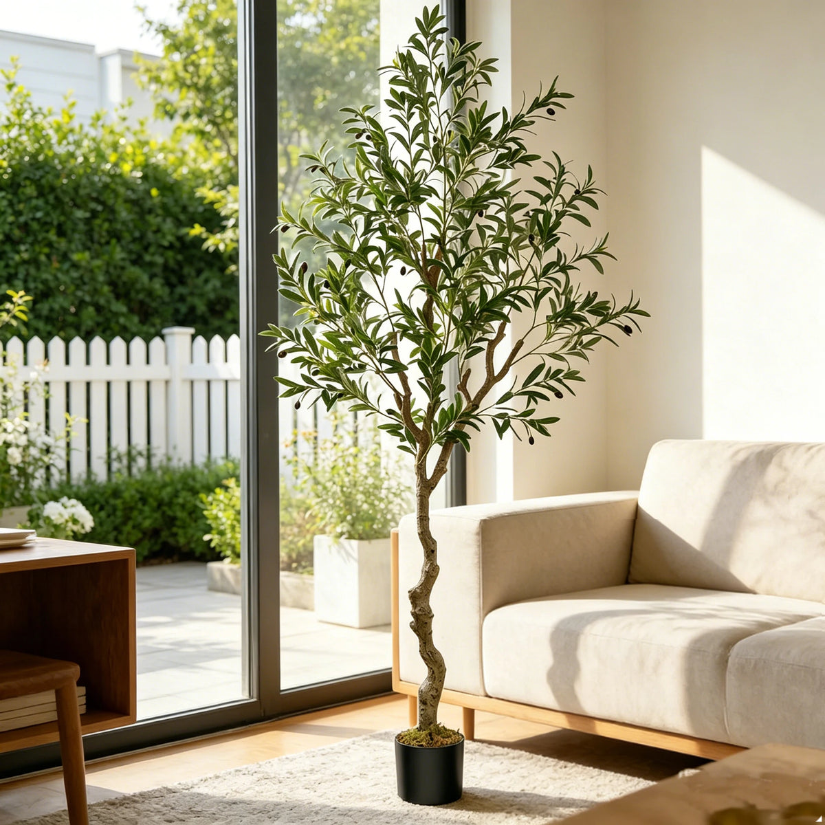 Olitree Faux Olive Tree With Wood Trunk And Pot