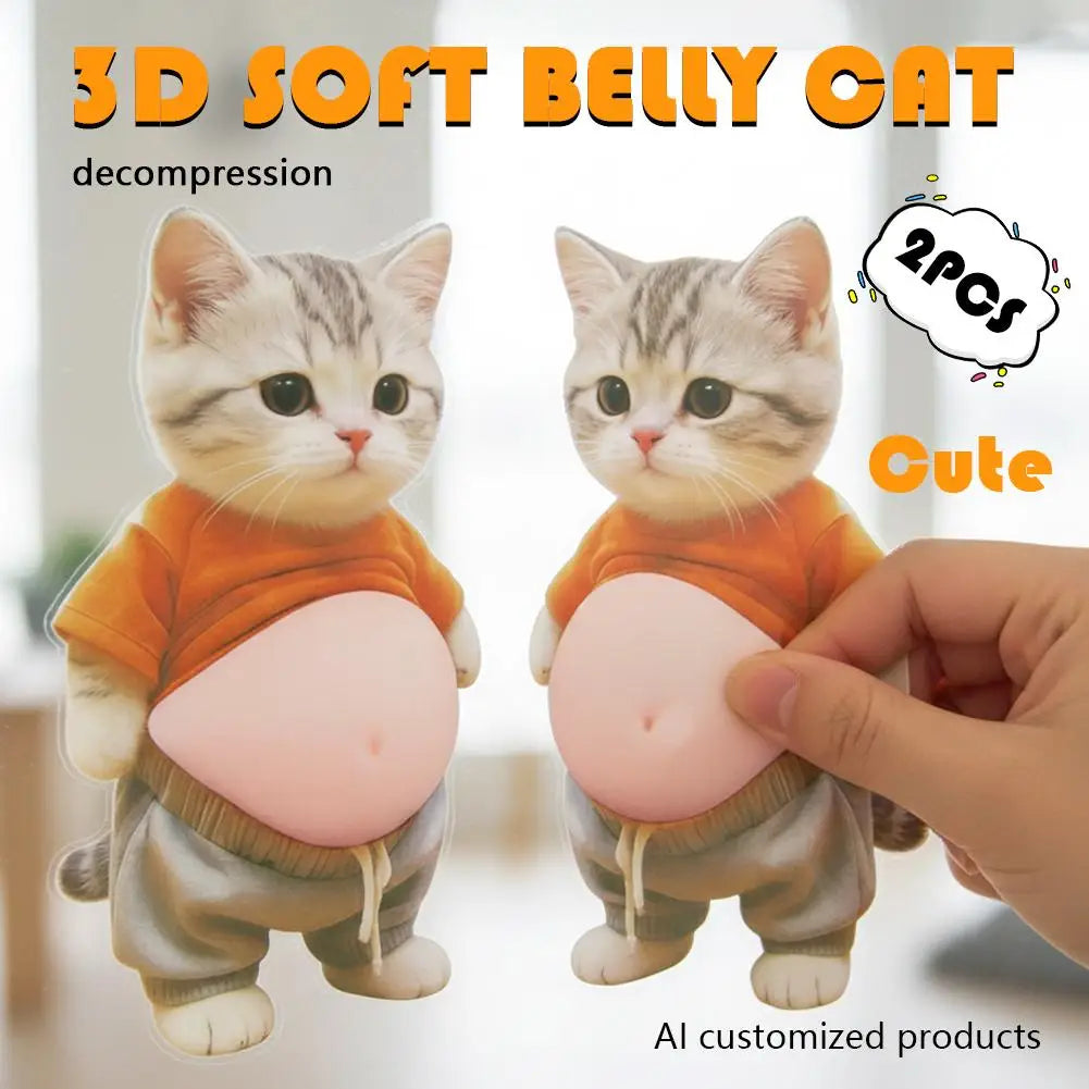 3D Kawaii Cat Belly Sticker For Phone Decor