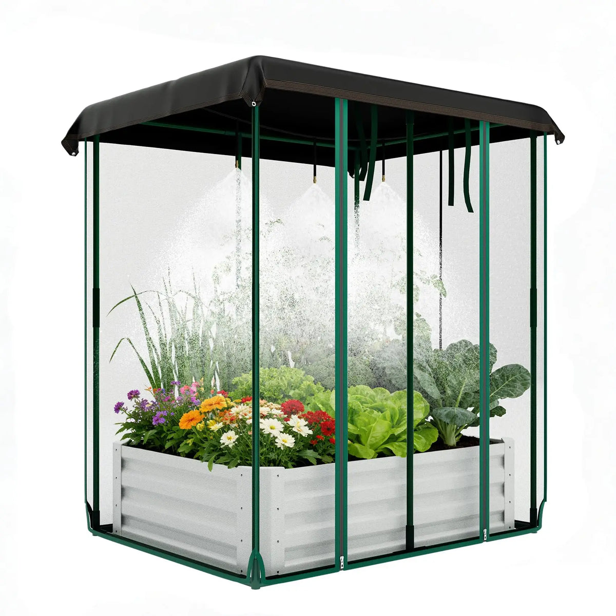HiMISS Raised Garden Bed With Irrigation And Cover