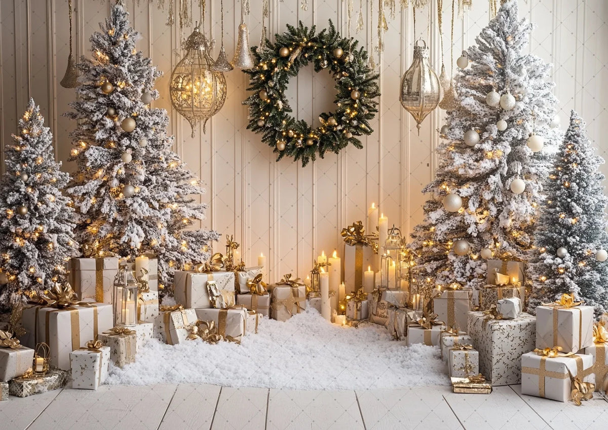 Christmas Background Happy New Year Party Xmas Tree Brick Wall Decoration Adult Children Portrait Photo Backdrop Banner