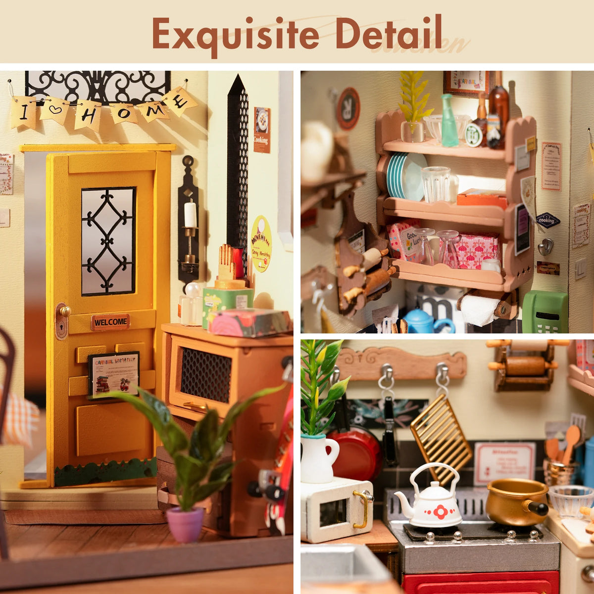 Rolife Cozy Kitchen DIY Wooden Miniature House Kit