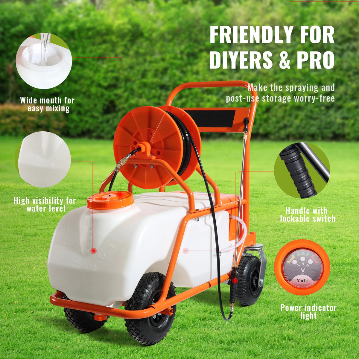 SucceBuy Battery Powered Garden Weed Sprayer With Cart