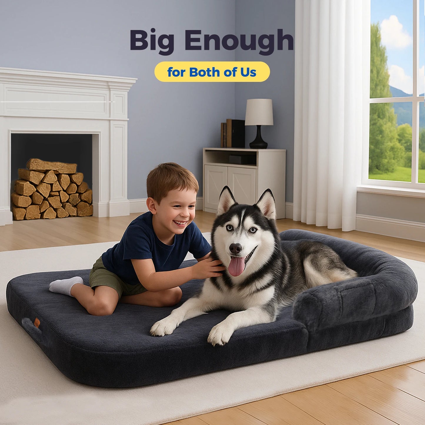 PAWZ Road Foldable Plush Dog Bed With Non Slip Base