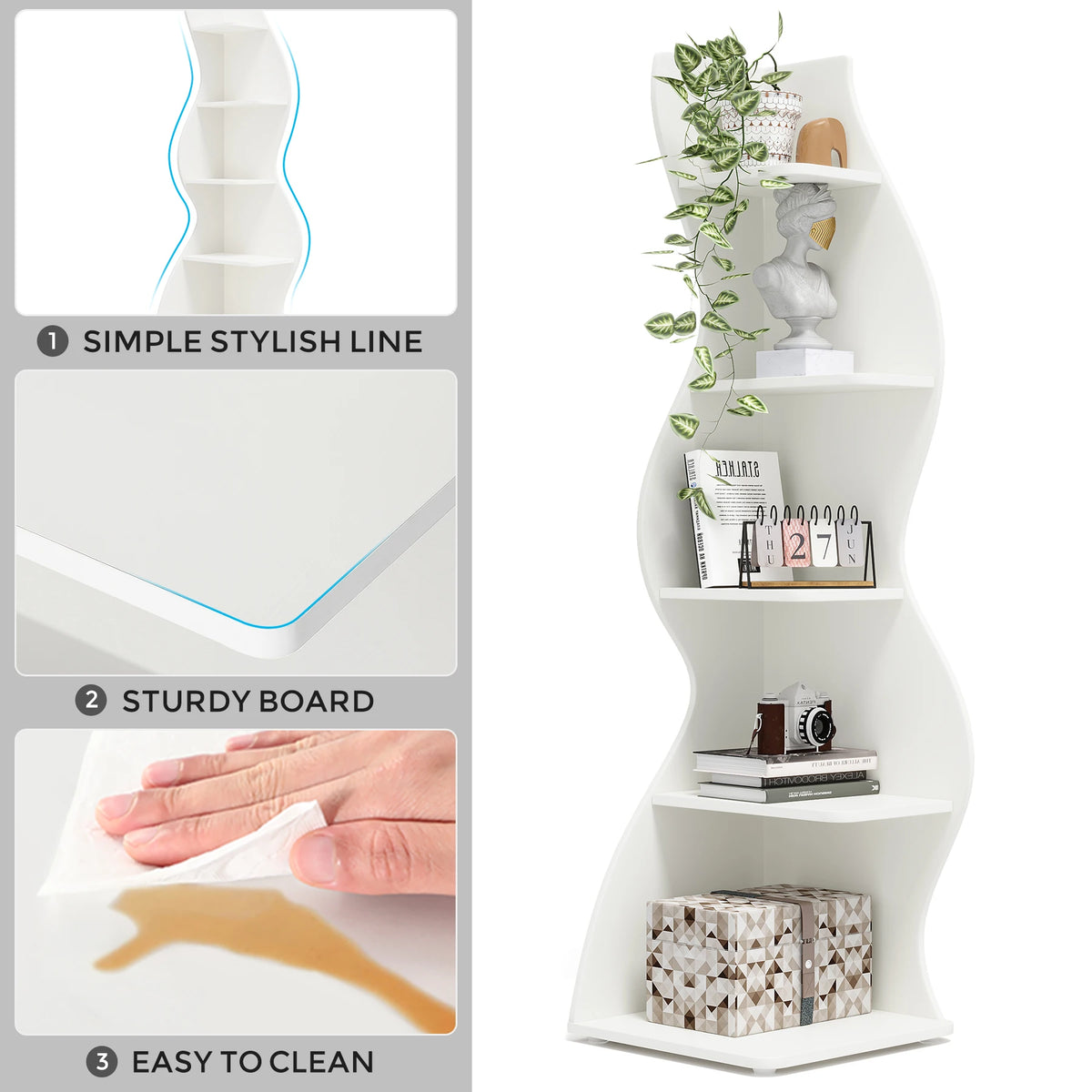 Tribesigns Modern 5-Tier Wooden Corner Bookshelf