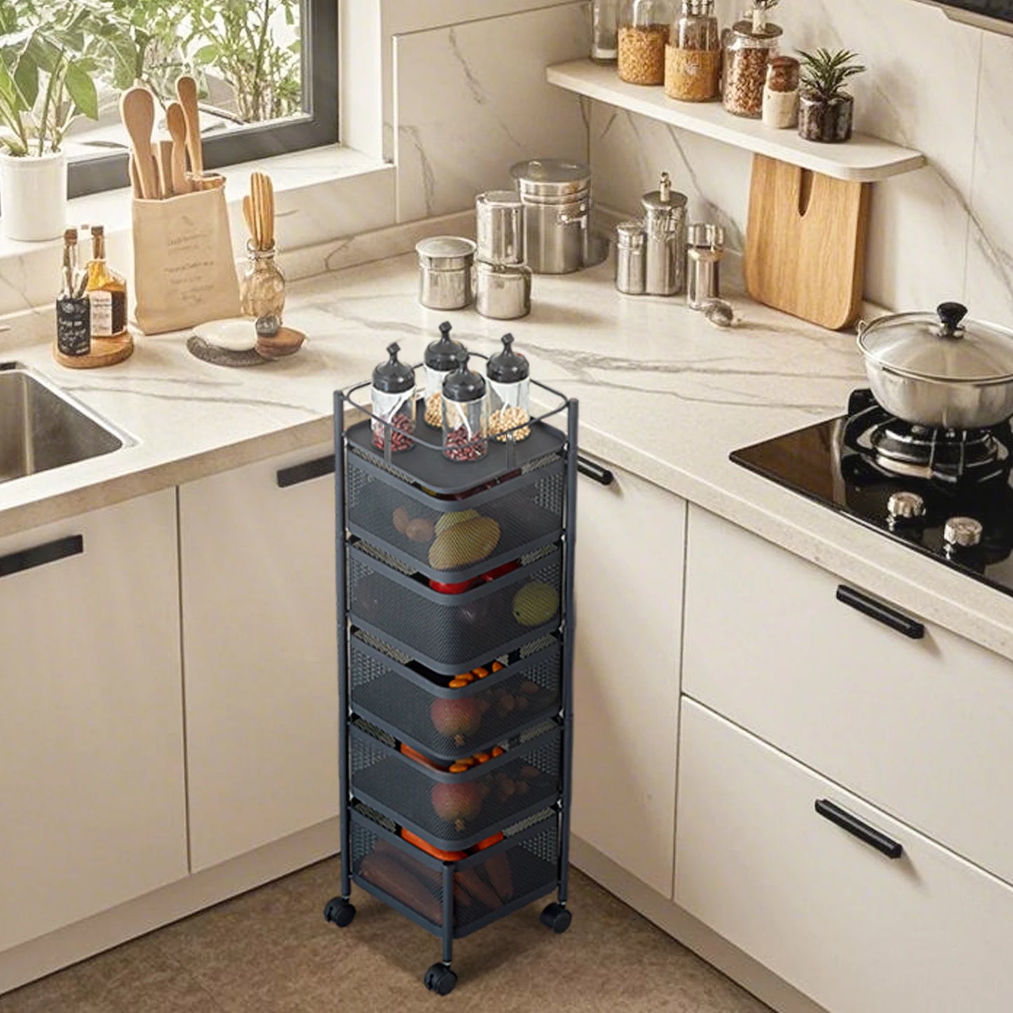 HobbyLane Five Layer 360 Degree Rotatable Trolley Rack