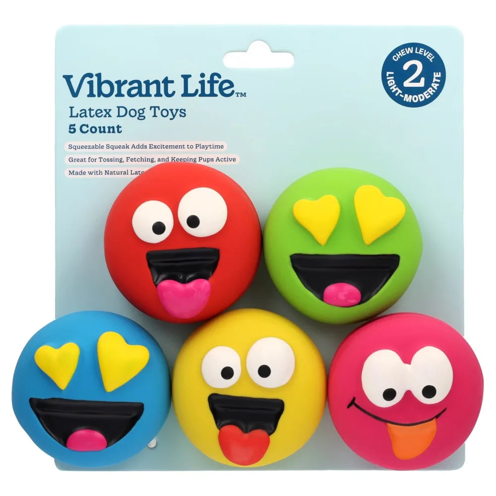 Multicolor Emoticon Latex Dog Toys With Squeakers