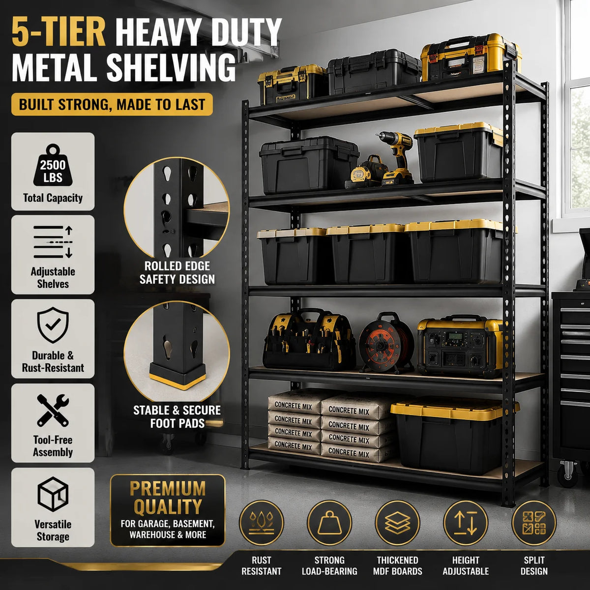 Heavy Duty Adjustable Metal Storage Shelving Rack