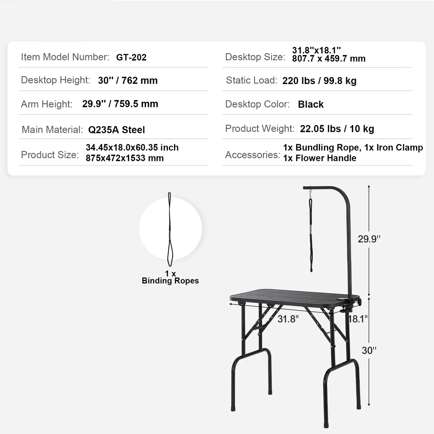 Foldable Stainless Steel Pet Grooming Table With Clamp