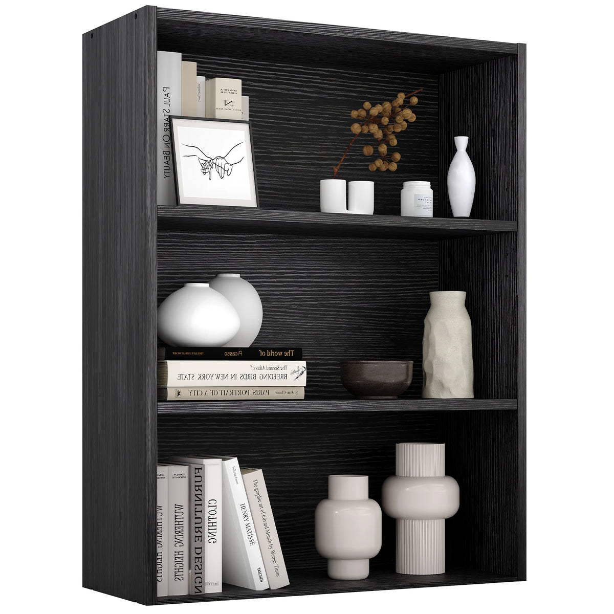JHK Modern Wooden Open Bookcase
