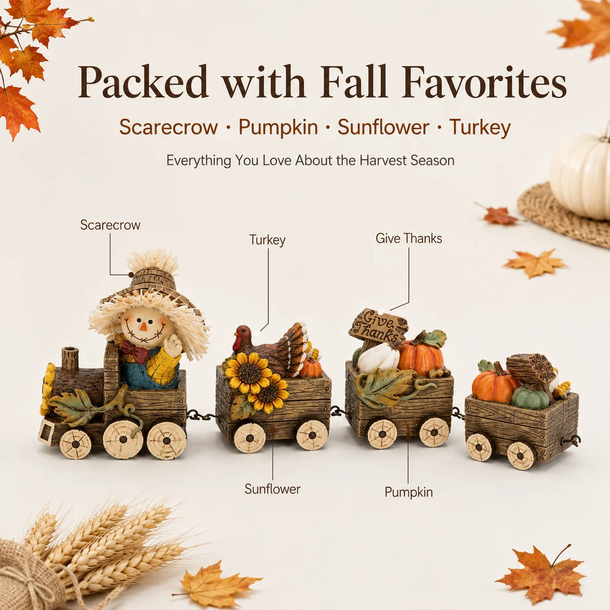 Hodao Scarecrow Harvest Train Figurine