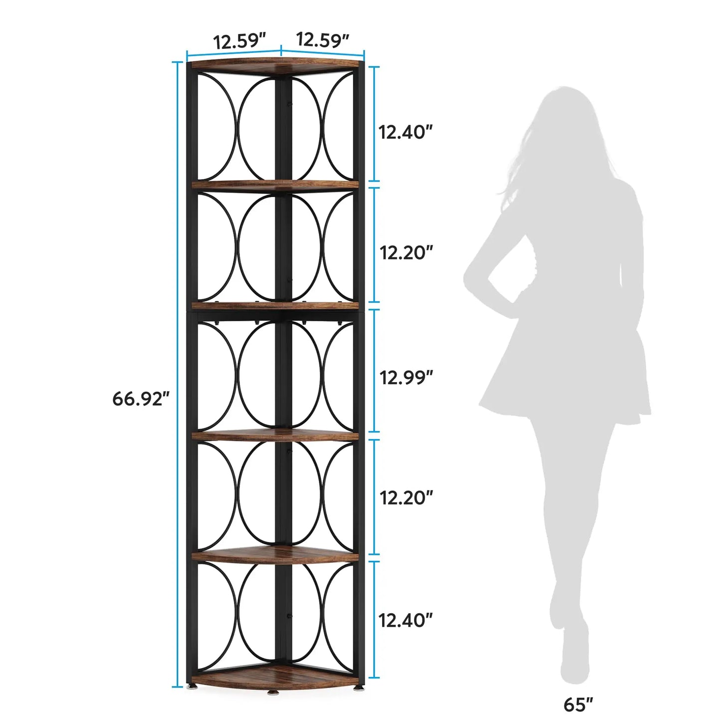 Tribesigns Tall Corner Bookcase Storage Rack Cabinet