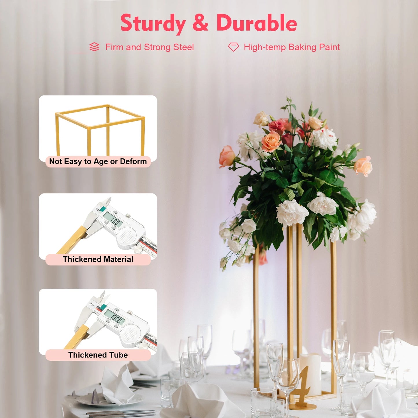 Metal Flower Stand Set For Wedding Column Display Racks