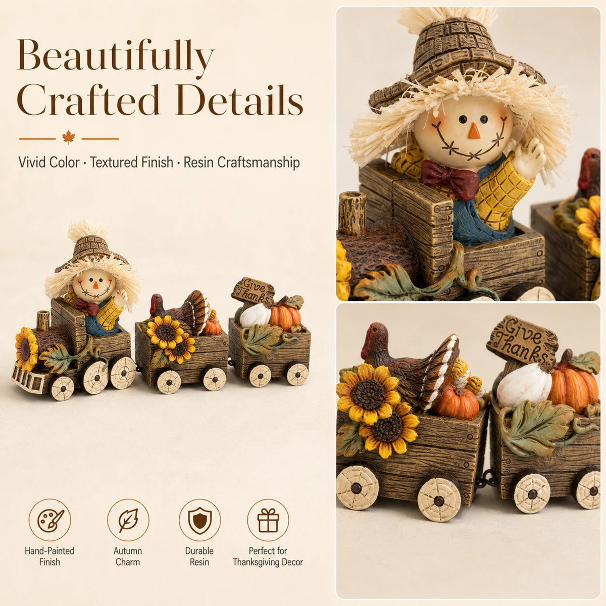 Hodao Scarecrow Harvest Train Figurine