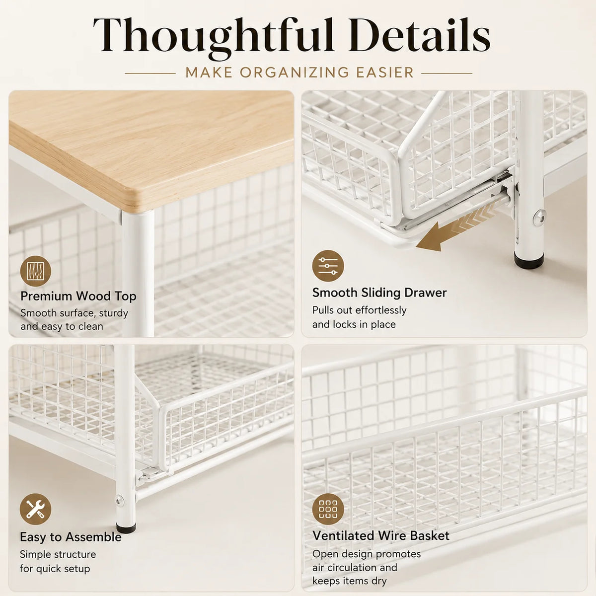 Kitchen Microwave Stand With Drawer Organizer