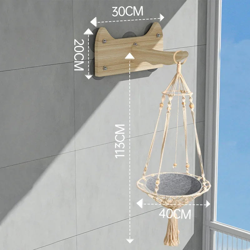 SMVP Wooden Suction Cup Cat Nest Wall Scratcher