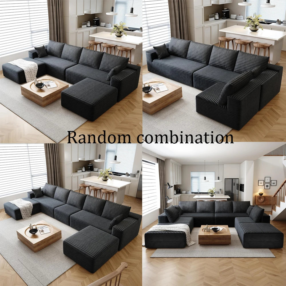 YQXH Cloud Style Corduroy Modular Sectional Sofa