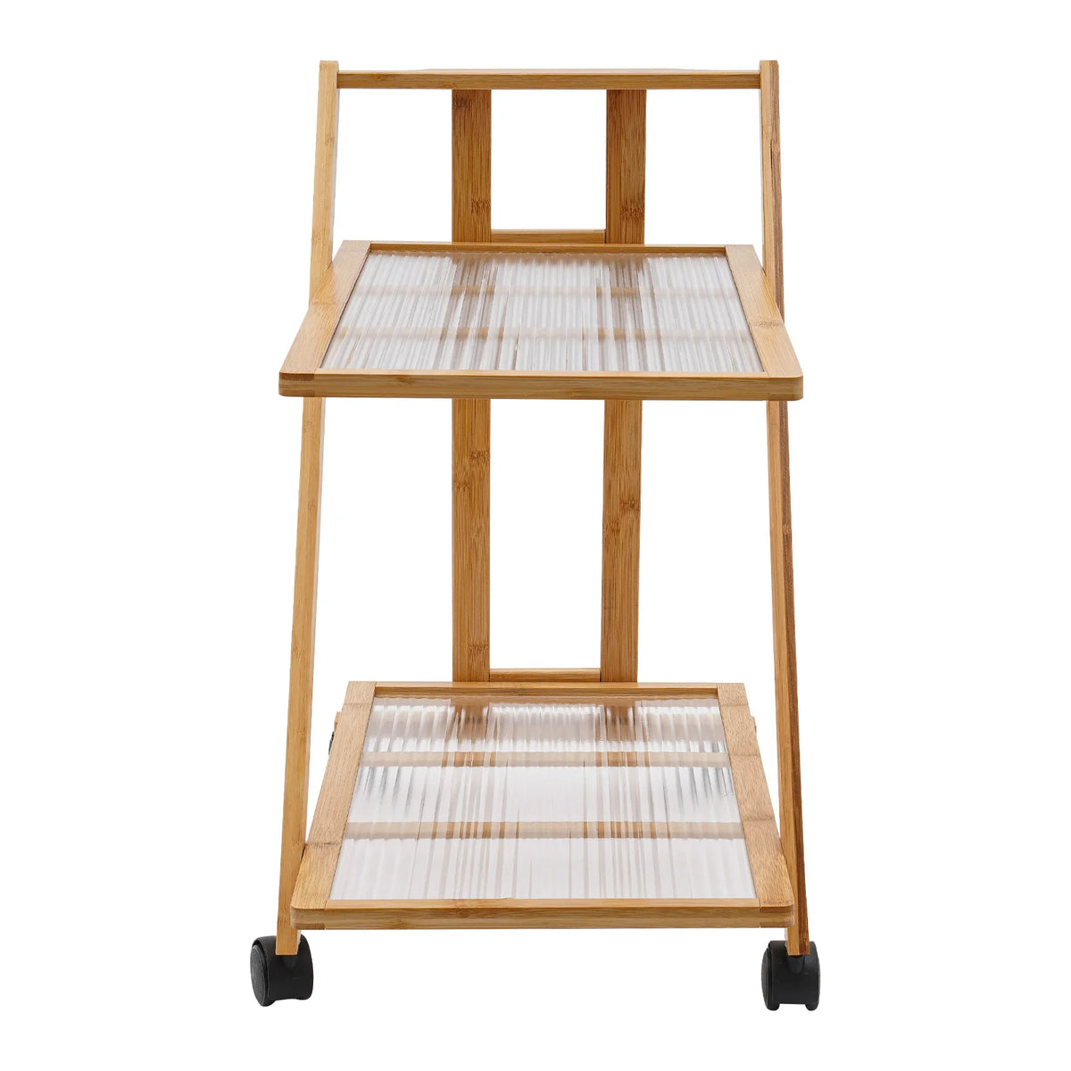 Bymaocar Two Tier Rolling Bamboo Storage Cart