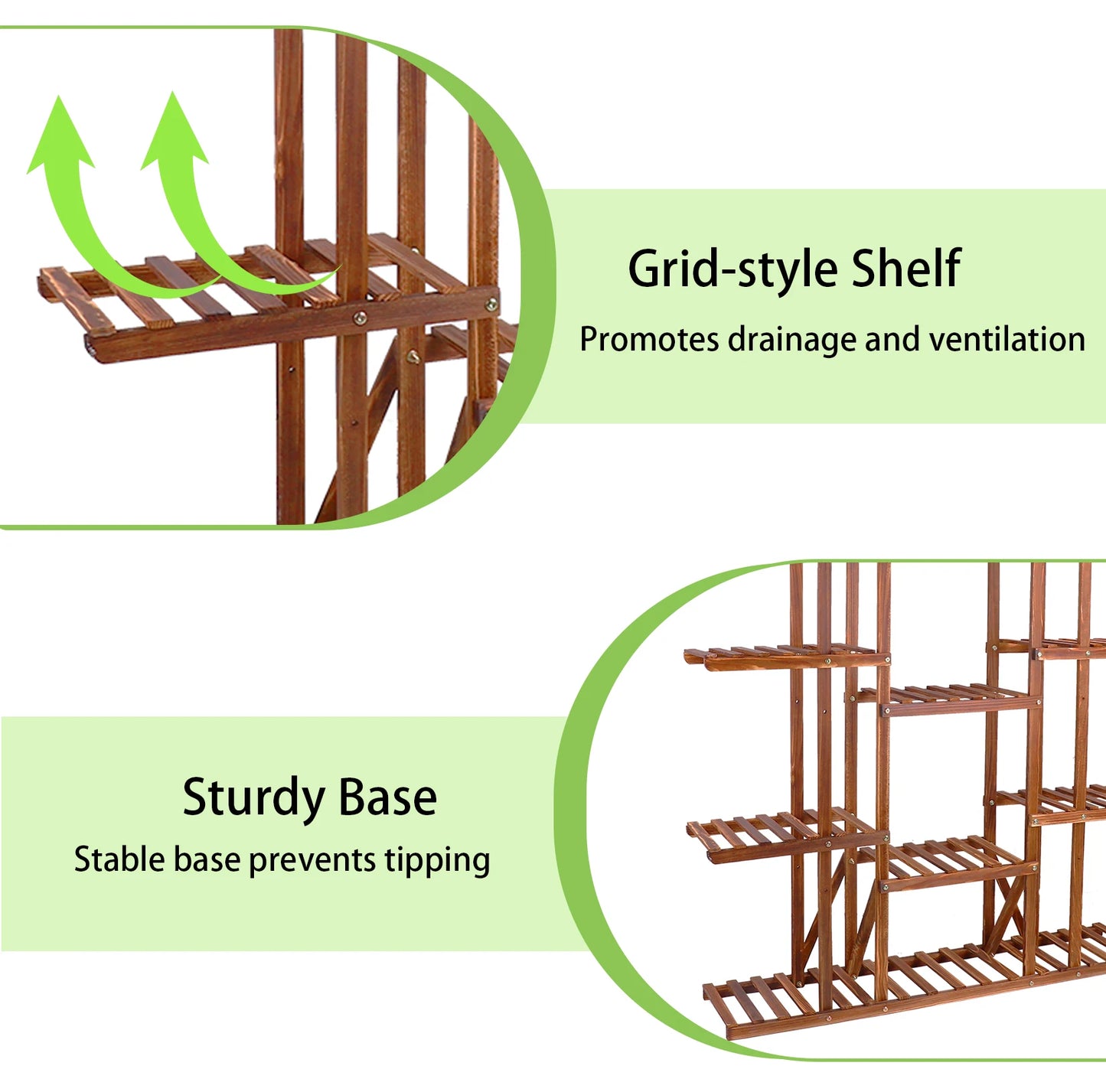 Wisfor Wooden Multi Tier Plant Shelf Flower Pot Stand