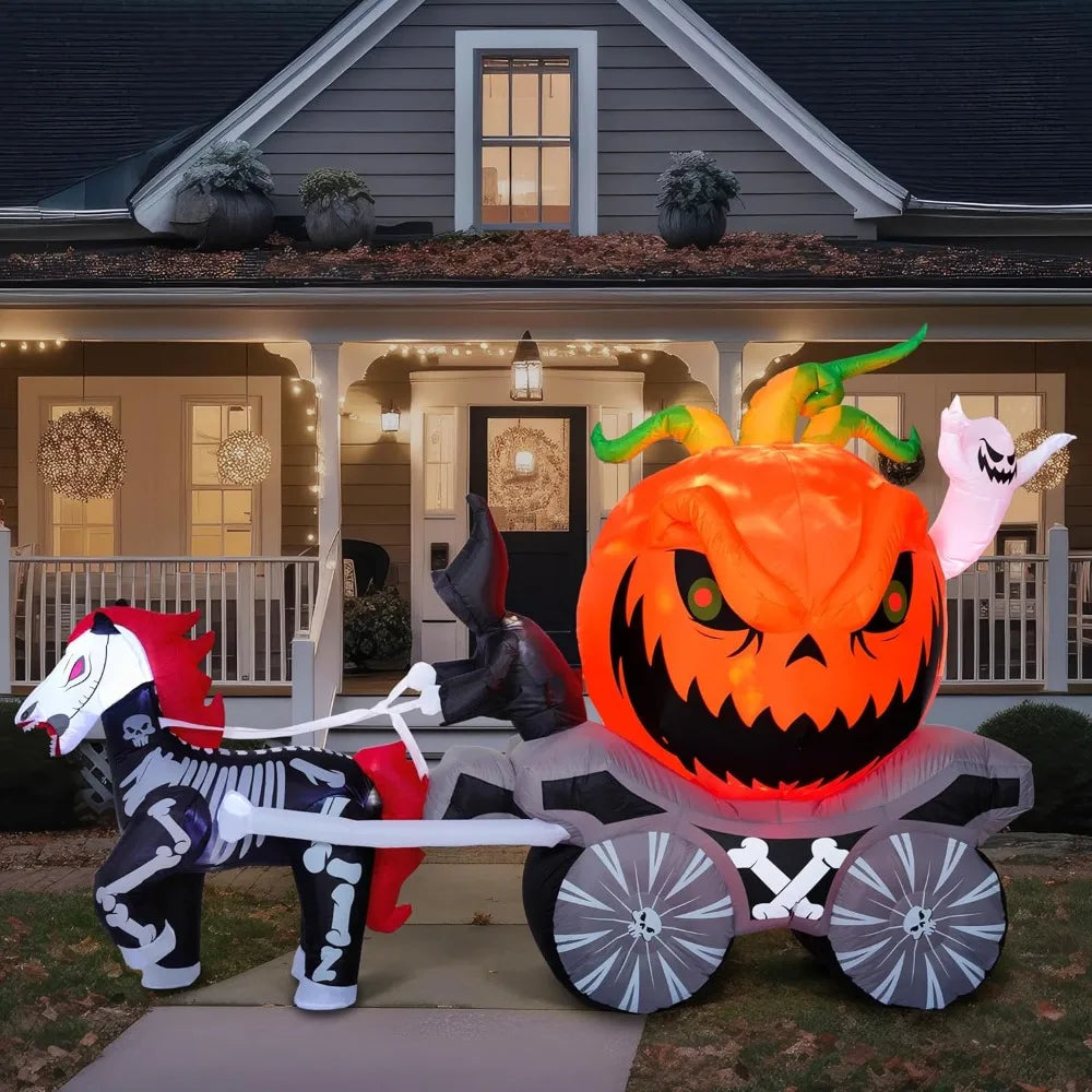 Halloween Inflatable Pumpkin Carriage With LED Lights