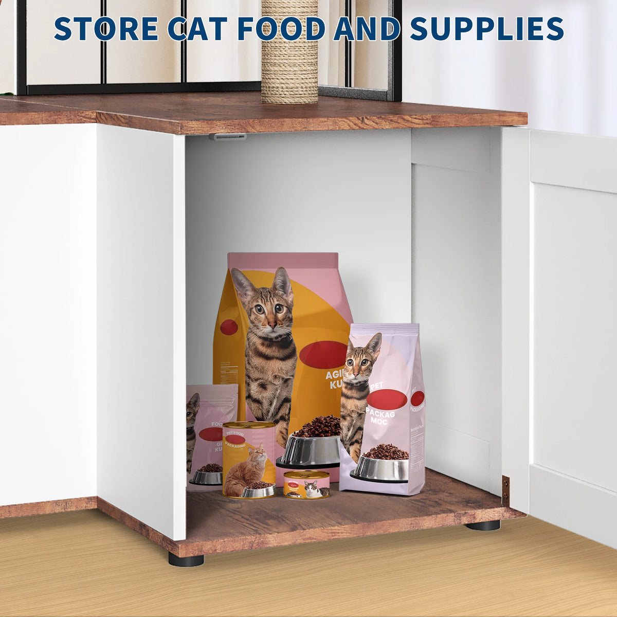 Amkui L-Shaped Cat House With Litter Box Enclosure